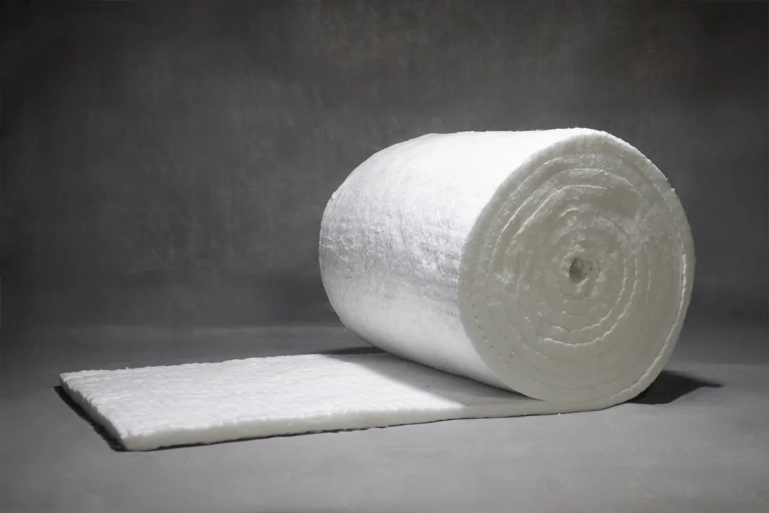 Roll and sheet of white ceramic fiber blanket