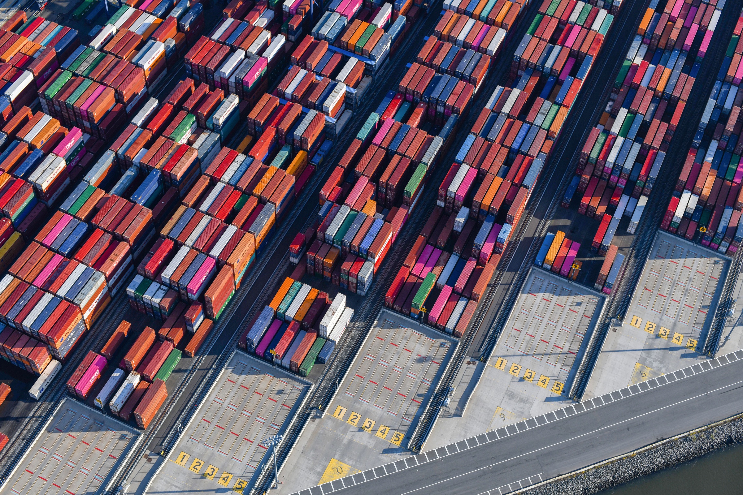 Organized container yard representing export supply partnerships